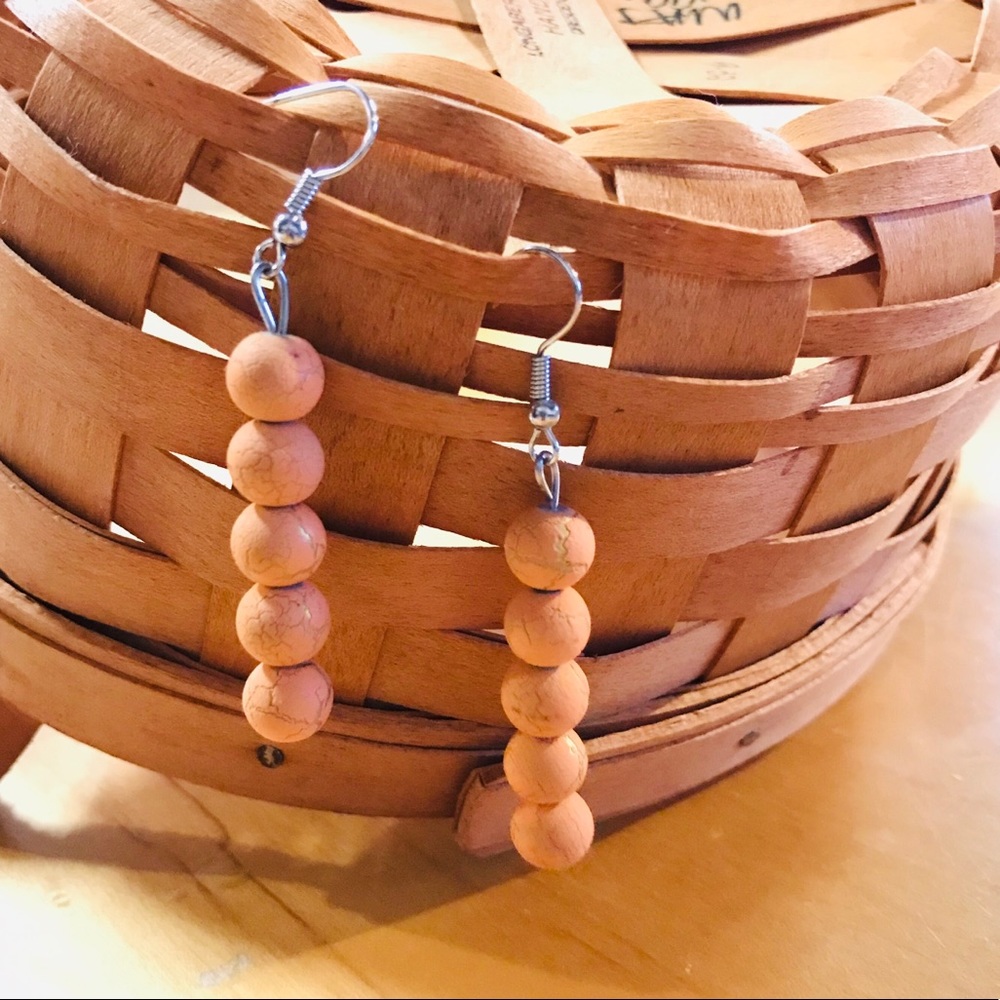 Orange Gold Beaded Dangle Earrings